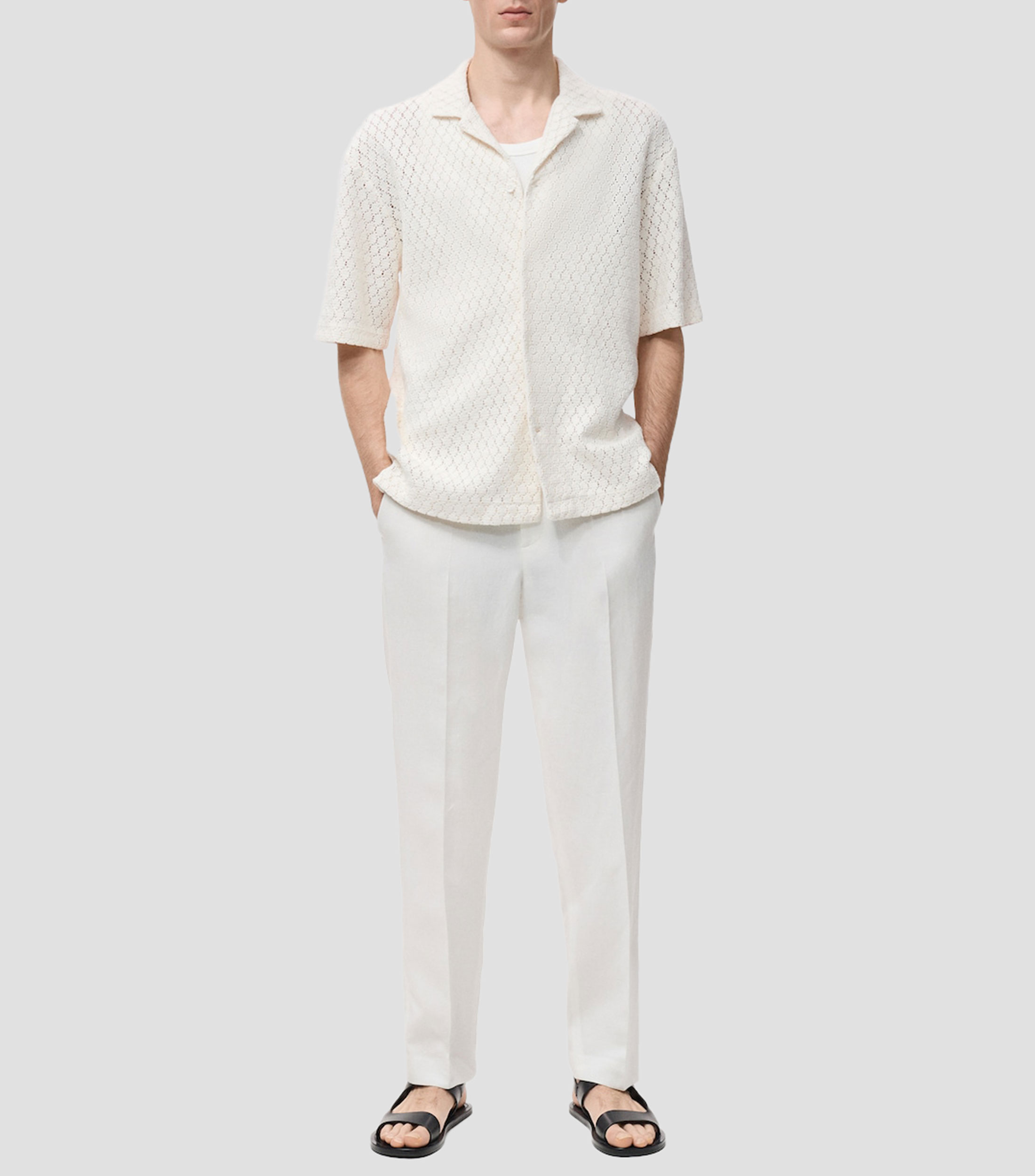 Camisa calada manga corta Hombre